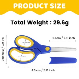 2Pcs Stainless Steel Office Scissors, Children's Handmade Scissors for School, Small Left Handed Scissors with Cover 14.6cm, Multipurpose Stationery Scissors for Students, Kids Scissors for Home