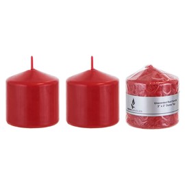 Mega Candles 3 pcs Unscented Red Round Pillar Candle, Pressed Premium Wax Candles 3 Inch x 3 Inch, Home Décor, Wedding Receptions, Baby Showers, Birthdays, Celebrations, Party Favors & More