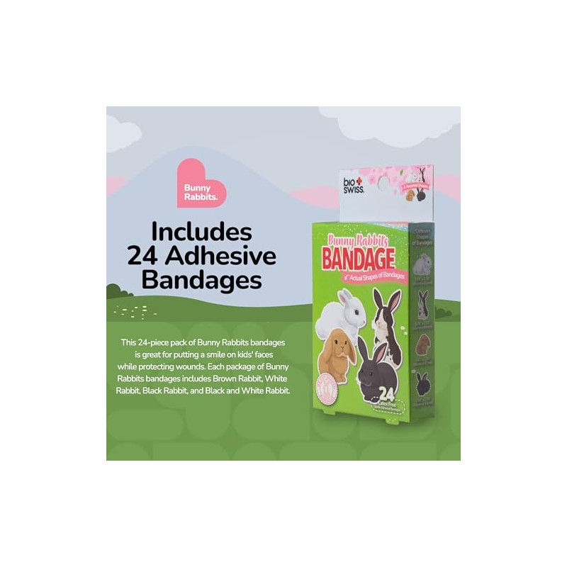 BioSwiss Vendas, vendas autoadhesivas con forma de conejos, sin látex,
