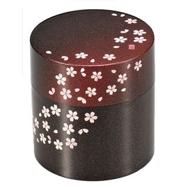 Tatsumiya 56753 Tea Canister, Akane Cherry Blossom, Red, Size: Approx. φ3.4 inches (8.7 cm), H9