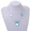 Avalaya Delicate Floating Light Blue Shell Bead Wire Necklace in