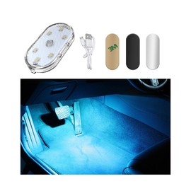 Dickno Wireless Led Lights for Car Interior, 7 Colors Magnetic Auto Interior Light with 6 Bright LED Lamp Bead, Portable USB Rechargeable Interior Led Night Light Decor (Ice Blue, 1 PC)