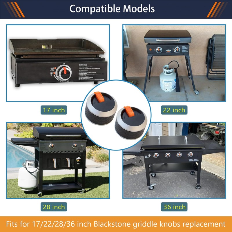 SOVLLIS Gas Griddle Grill Orange Knobs Replacement Compatible with Blackstone