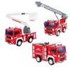 Playmaker Toys 3PC Set: 7" Friction Power Fire Truck Firefighter
