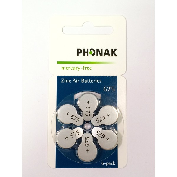 Phonak Mercury Free Size 675 Zinc Air Hearing Aid Batteries (60 Batteries)