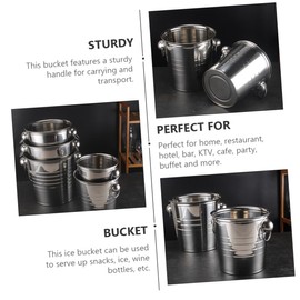 LABRIMP Ice Bucket Ktv Cooling Stainless Steel Portable Bucket Chill Beers Drinks