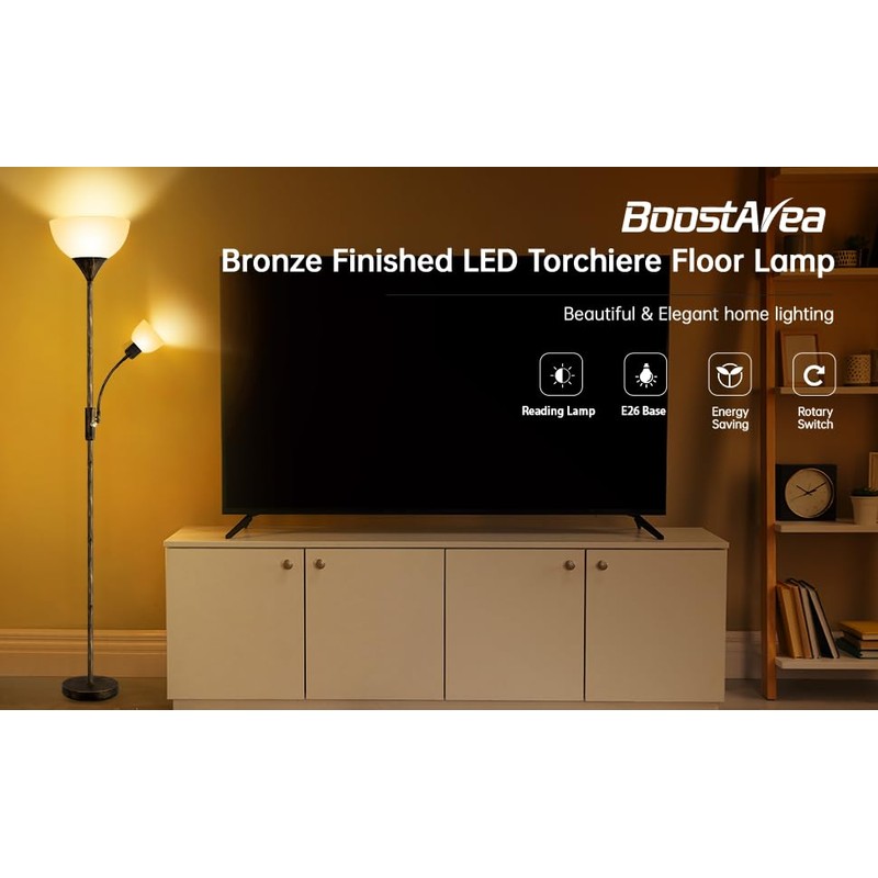 BoostArea Floor Lamps for Living Room, Standing Lamp, 71" Torchiere