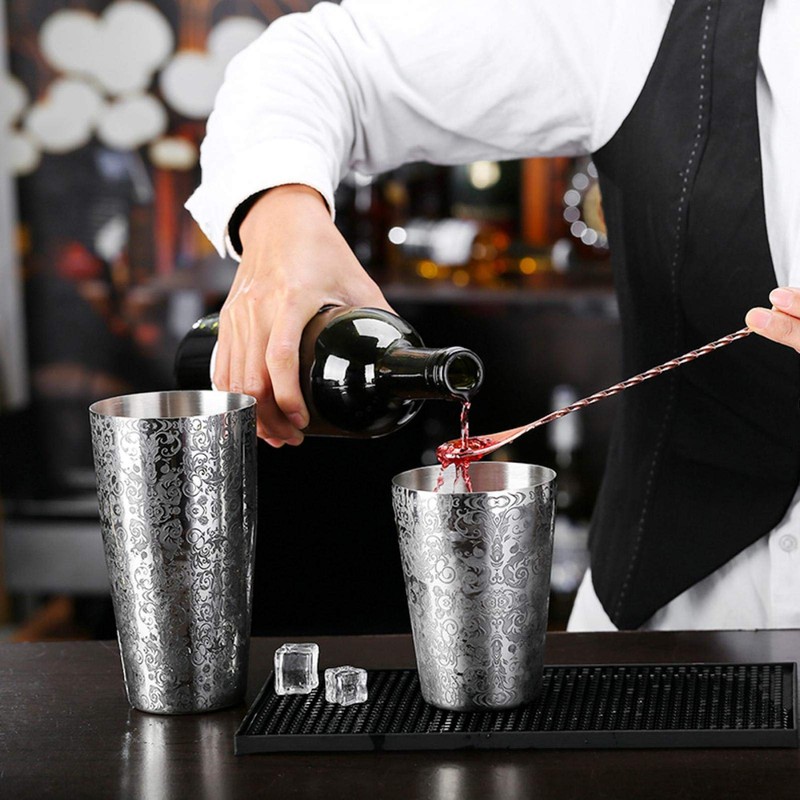 Cocktail Shaker Engraved Boston Shaker Multifunctional Drink Shaker for Bartender