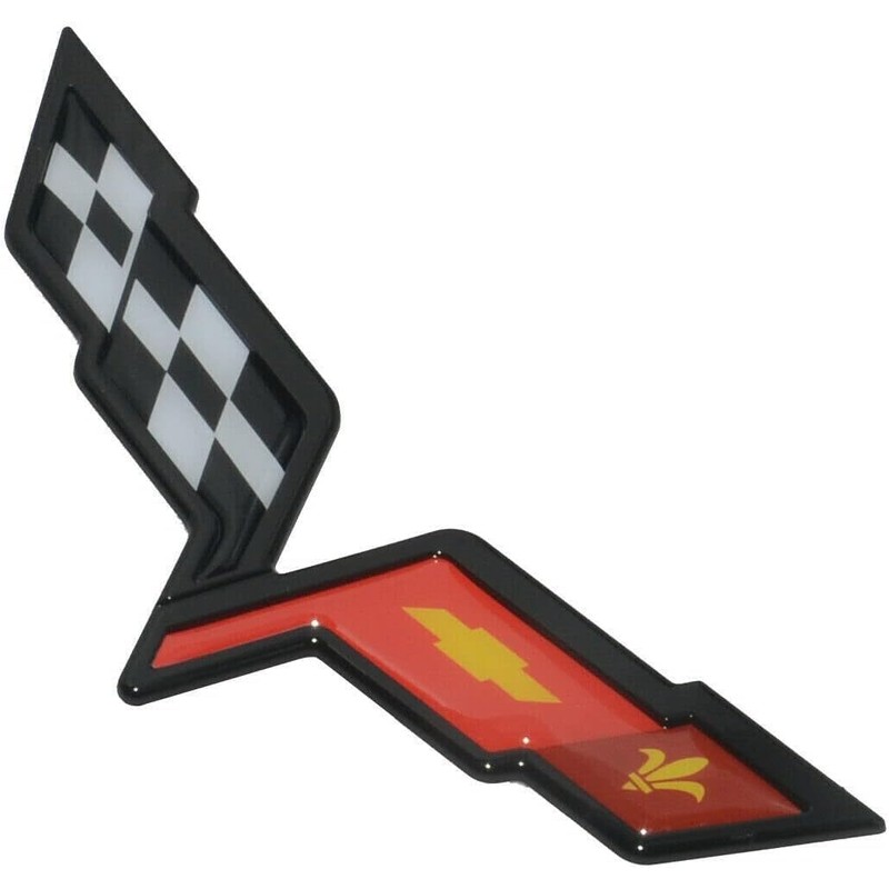 1Pcs Front Hood & Rear Fascia Crossed Flags Emblems Car