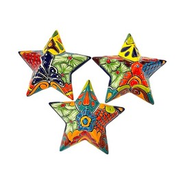 Talavera Star Folk Art Mexican Pottery Estrella Handmade Hand Painted Multicolor Ceramic Home Decor Indoor Outdoor 7.75” (Multi 8)