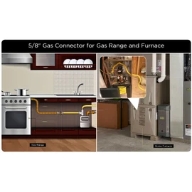 Gas Connector 72 inch Yellow Coated Stainless Steel, 5/8" OD Flexible Gas Hose Connector for Gas Range, Furnace, Stove with 1/2” FIP x 1/2” MIP Stainless Steel Fittings, 72” Gas Appliance Supply Line