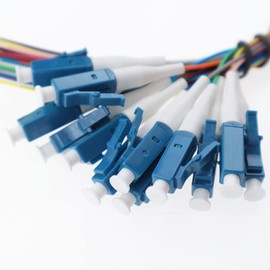 Terizger 12 Strand Fiber Optic Pigtail LC/UPC Single Mode Low Insertion Loss with Ceramic Ferrule 1.5m for Optical Fiber LAN, Optical Fiber Communication System