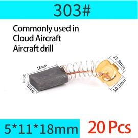 20 Pcs Motor Carbon Brush 5x11x18mm Angle Grinder/Electric Hammer Cutting Machine/Polisher/Hand Drill Carbon Brushes For Replacement Generic Electric Motor Power Tool Part （303#）
