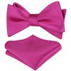Alizeal Mens 2pcs Solid Self-tied Bow Tie and Pocket Square