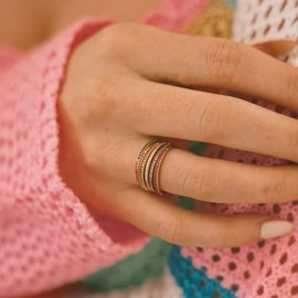 GlameVibe Birthstone Rings For Women, Silver Stackable Cubic Zirconia Stainless Steel Birth Stone Ring To My Daughter/Mom Birthday Unique Gifts Jewelry (04-Silver-April, 7)