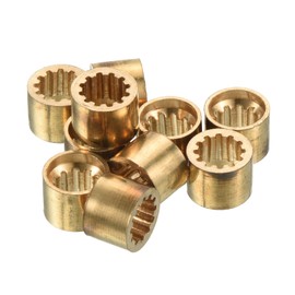 PATIKIL 10mm Dia Brass Pool Cue Ferrules, 10 Pack Billiard Cue Tips Replacement Repair Tool with Teeth for Snooker Cue Stick, Copper