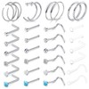 AceFun 20g Nose Stud l Shape and Hoop Nose Rings Stud Nose Rings Hoop C-Shaped Stainless Steel Silver Nose Piercing L-Shaped Tragus Cartilage Hoop Piercing 32pcs