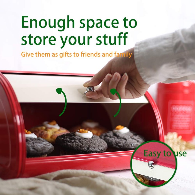 X458 Metal Bread Box/Bin/kitchen Storage Containers with Roll Top Lid