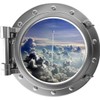 24" PortScape Wall Decal Space Porthole Space Shuttle Takeoff 3D