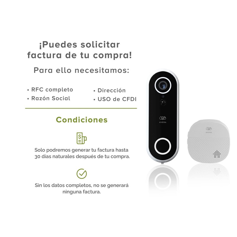 AVERA Timbre Inalambrico con Detección de Movimiento, Video en Tiempo
