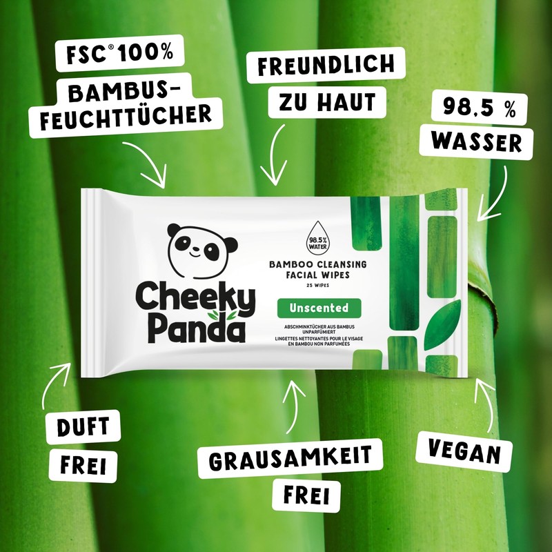 The Cheeky Panda Bamboo Make-Up Wipes | Unscented | 25