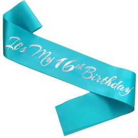 Novaflare It's My 16th Birthday Sash, Teal Blue Birthday Sash for 16th Birthday Party Supplies, Birthday Gifts for Girls 16th Birthday Party Favors