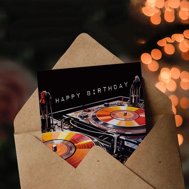 Artery8 Birthday Greeting Card Cool DJ Controller Decks Music Lover