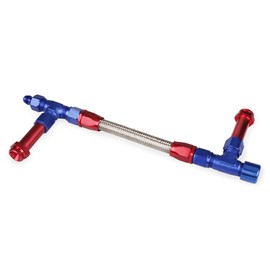 BARTOO Dual Feed Fuel Line Kit, Aluminum Alloy & Stainless Steel Braided 8 AN Dual Inlet Fuel Line Kit For Holley 4150 Carburetor, Red Blue