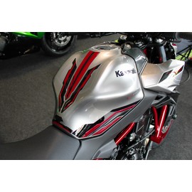 Tankpad Knee Pad Set Tank Protector Compatible with Kawasaki Z650 Red Silver X850054