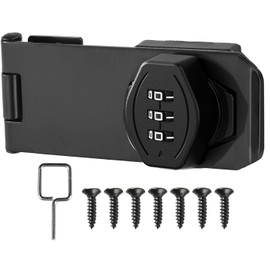 Litensh Household Cabinet Password Lock Hasp Locks Stainless Steel Combination Latch Lock Security Door Lock Anti-Theft Keyless Latch Lock for Drawer Barn (Black, 3 Inch)