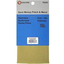 Iron-On 1 Repair Patch of Mending Fabric 6 x 13 Inch Color: Khaki, Compare to Bondex