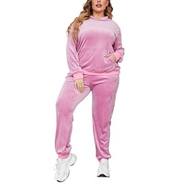 IN'VOLAND Womens Plus Size Tracksuit Set Velour 2 Piece Joggers Pullover Sweatshirt and Sweatpants Outfit 4X