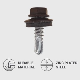 (Pack of 150) Metal Roofing Bolts, 4.8 x 19mm Self Drilling Screws with EPDM Washers, Painted Hex Washers, Tapping Screw (150, RAL 8017)