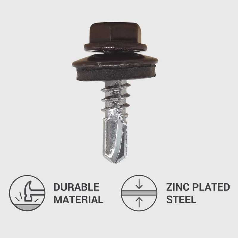 (Pack of 150) Metal Roofing Bolts, 4.8 x 19mm Self