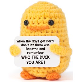MBL Inspirational Positive Crochet Duck - Funny Handmade Emotional Uplifting Support Mental Health Knitted Doll for Women College Student Birthday Graduation Christmas Stocking Stuffers Potato Pickle