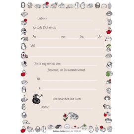 Edition Colibri 10 Hedgehog Invitations for Birthday, Cute Party Invitations, Wedding, Registry Office, Theme and Garden Party, Hedgehog with Heart (11155)