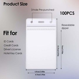 100 Pack Badge Reel Retractable Clip and 100 Pack Vertical ID Card Holders Bulk, Heavy Duty Retractable Badge Holders with Clip ID Badges Holder Name Card Holder for Nurses Office School Worker