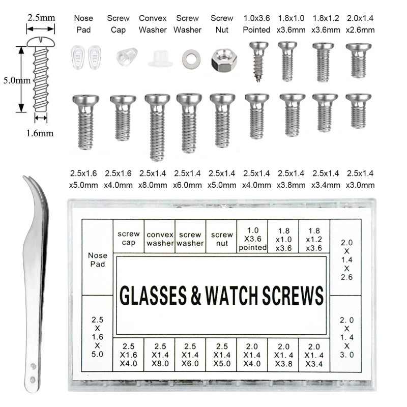 EEEKit Durable Eye Glasses Watch Repair Tool Screw Nose Pad