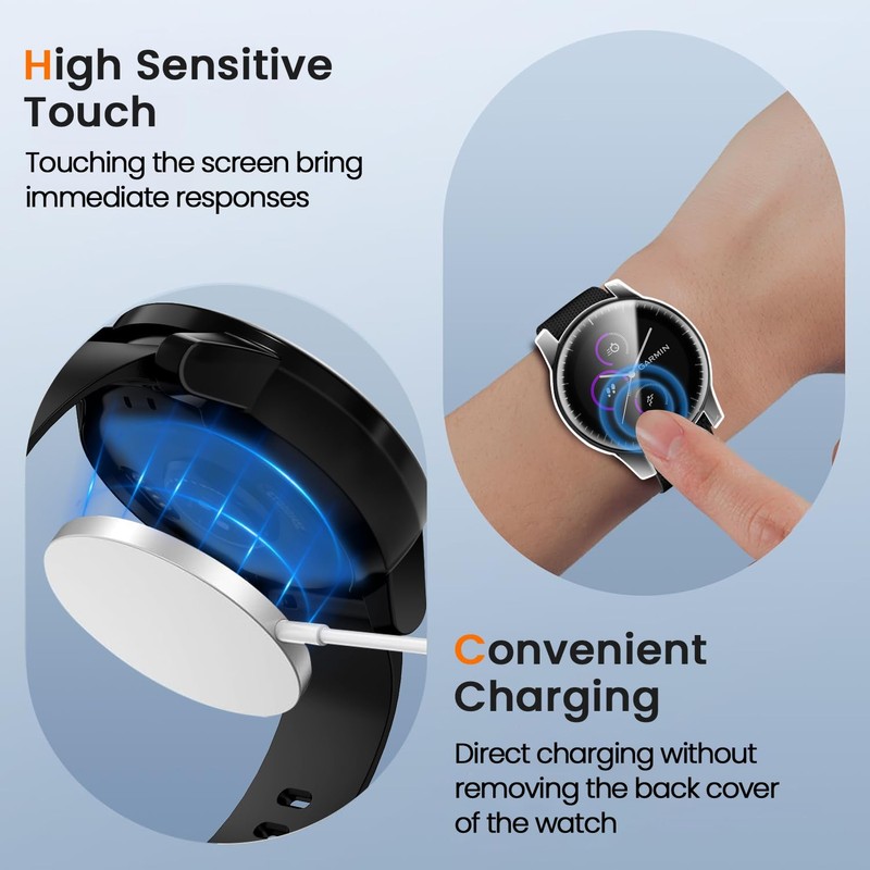 ivoler 3 Pieces Case with Screen Protector for Garmin Vivoactive