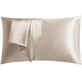 Vividmoo Silk Pillowcase for Hair and Skin 100% Natural Mulberry Silk Pillow Case 22 Momme Pillow Cover with Envelope Closure, Both Side Grade 6A Pure Silk Pillow Sham (Beige, Standard-1 Pack)