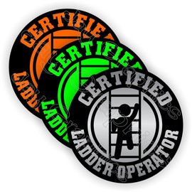 Unbranded/Generic 3pk Funny Certified Ladder Operator Hard Hat Stickers | Helmet Decals Safety USA