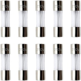 SIXQJZML 10 Pack F5AL Fast-Blow Fuse 5A 250V Glass Fuses 0.2 x 0.78 inch / 5 x 20 mm (5amp) (F5A)