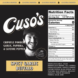 Cuso Cuts Spicy Garlic Buffalo BBQ Rub - Garlic Seasoning - Chicken Wing Seasoning, Spices for Grill, Marinade & Smoking - 1 Count BBQ Rub - 5 oz bottle
