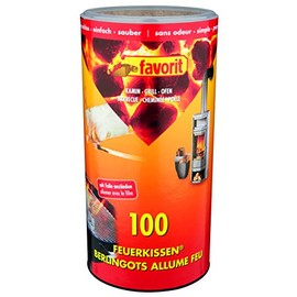 favorit 1210 Feuerkissen 100 Firelighters for Barbecue and Fireplace and Oven