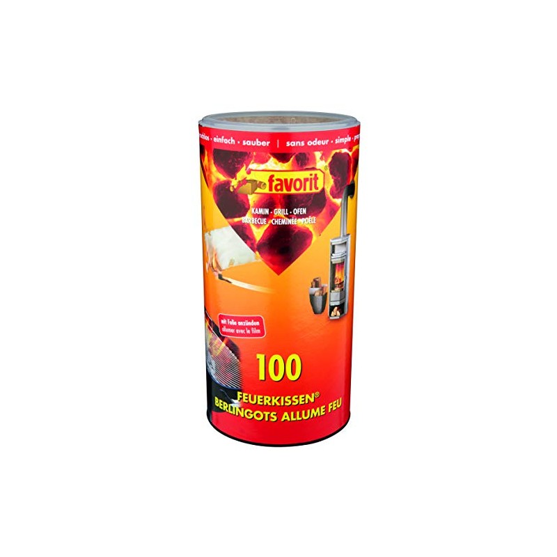 favorit 1210 Feuerkissen 100 Firelighters for Barbecue and Fireplace and