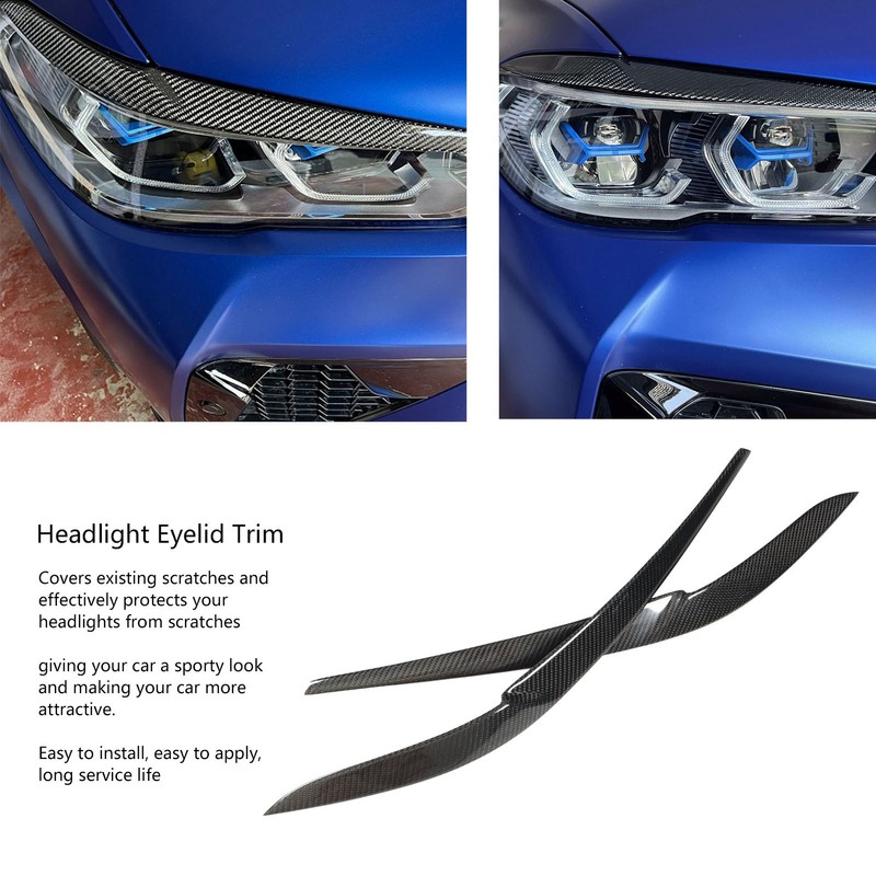 1Pair Headlight Eyelid Trim Protective Stylish Carbon Fiber Headlight Eyebrow