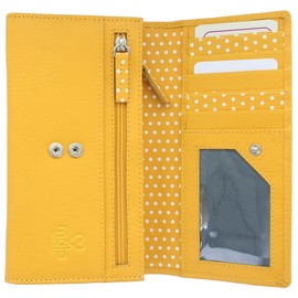 Mala Leather Moonflower Collection Leather Flap Over Purse RFID Blocking 3553_56 Yellow