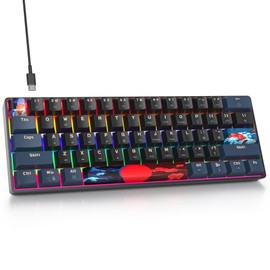 surmen 60% Gaming Keyboard 60 Percent, Wired Mini Mechanical Keyboard with Linear Red Switches PBT Keycaps for PC Gamer Typist (Blue Samurai B/Rainbow Led)