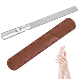 Pro Stainless Steel Nail File with Premium Leather Case,Double-Sided Buffing Nail Files, Non-Slip Ergonomic Handle for Nails, Foot, Hand (for Men, Women, Kids & Seniors)