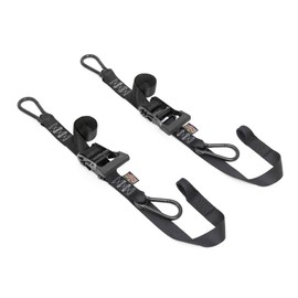 PowerTye 1.5in x 6.5ft Heavy-Duty Special Edition Ratchet Straps with Soft-Tye and Black Carabiner Hooks - 1,000 lb Working Load Limit - Made in USA - Black (Pair)